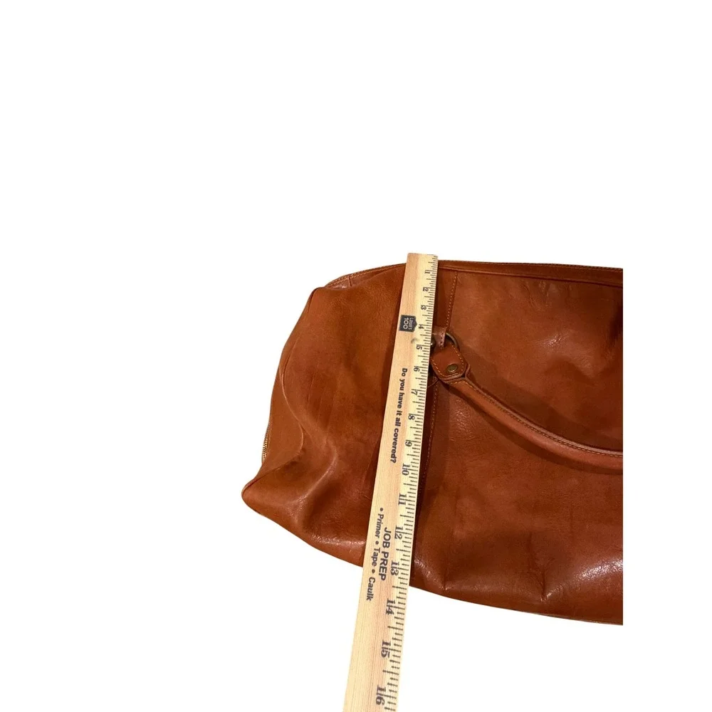 Tuffoni Italy Leather Duffel Bag Cognac Brown Weekender Travel Bag Handcrafted